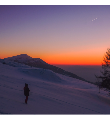 Balade en raquettes à neige coucher du soleil à la Tête des Faux