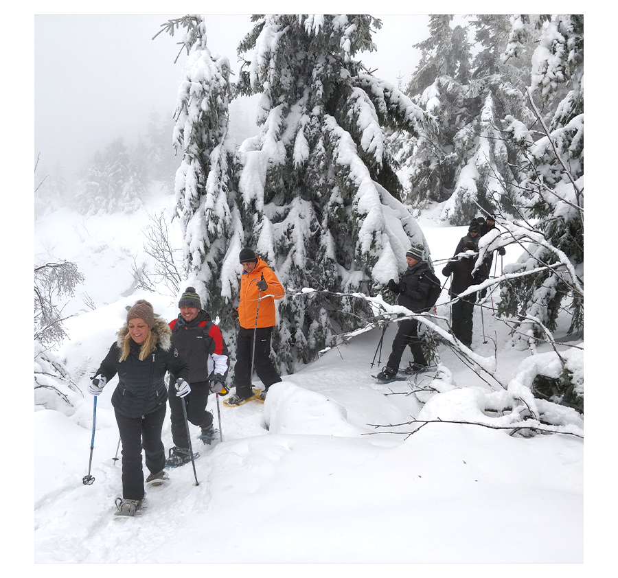 Balade en raquettes à neige le Jour de l'An au Lac Blanc dans les Vosges en Alsace