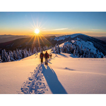 Balade en raquettes à neige coucher du soleil au Hohneck