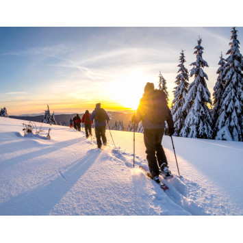 Balade en raquettes à neige coucher du soleil au Markstein