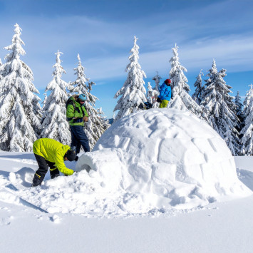 Balade en raquettes à neige au Markstein et construction Igloo
