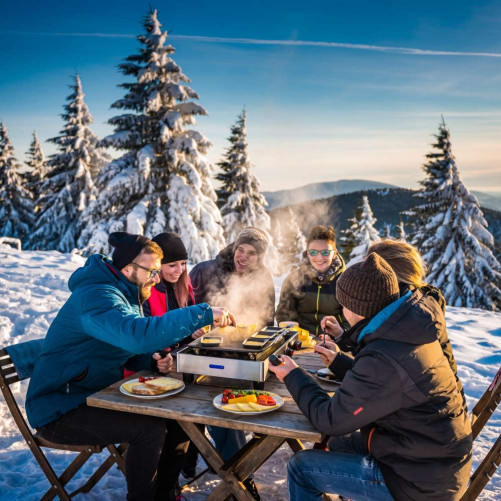 Balade en raquettes à neige avec raclette