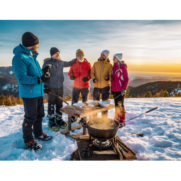 Balade en raquettes à neige avec fondue